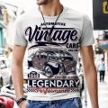 Men's T-shirts Vintage Car Design Luxury Short Sleeve Casual Street Outfit Harajuku Tops Beach Hip-hop Fashion Hot Sportswear. 