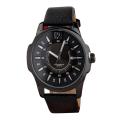 JGHIJ GTS CN170 Dated Strap Leather Analog Watch Men Full Black. 