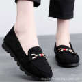 Polyurethane sole old Beijing cloth women's single for mother's bean shoes, flat bottomed soft soles, non slip, one foot shoes. 