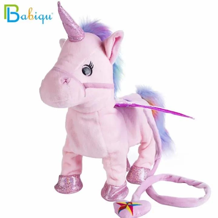Babiqu 1pc Electric Walking Unicorn Plush Toy Stuffed Animal Toy Electronic Music Unicorn Toy for Children Christmas Gifts 35cm