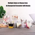 Dried Flower Filler Glass Cup Creative With Handles Heat Resistant Coffee Cup Double Wall Mug. 
