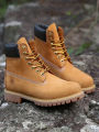 【selevn roind】 New Work Boots Men's Original Comfy Shoes Outdoor Hiking Leather Casual Shoes For Men Basic Boots Waterproof Yellow Boots 10061.