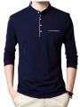 Blue Colour Cotton Long Sleeve Casual T-Shirt For Men - Elevate Your Casual Wardrobe - T Shirt For All Season.