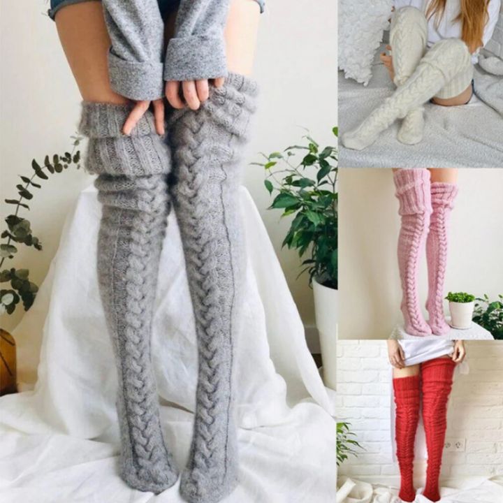 Harajuku%20Women%20Girls%20Wool%20Stockings%20Winter%20Warm%20Knitted%20Over%20Knee%20Socks%20Leg%20Warmer%20Female%20Thigh%20Long%20Stockings%20Leg%20Warmers%20-%20Image%203