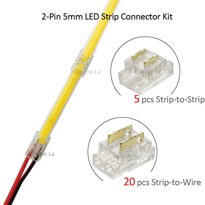 25Piece%202-Pin%205mm%20COB%20LED%20Strip%20Connector%20Kit%20Replacement%20Parts%20Accessories%20for%20Strip-To-Wire%20and%20Strip-To-Strip%20Joints%20on%205V-24V%20DC%20LED%20Light%20Strip%20-%20Image%202