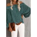 Elegant Blouse Flower Autumn Off Shoulder Long Sleeve Chiffon Shirt Lantern Sleeve Loose Top Lady. 