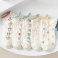 5pair /Lot Ankle Socks for Women Crew Colorful No Show Low Cut Invisible Cotton Thin Non-slip Silicone Breathable Walking White. 