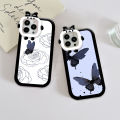 Jizetin for OPPO A31 2020 Back Cover Black Purple Butterfly Square Camera Hole Shockproof Protection Soft Silicone Phone Case.