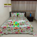 Cotton Fabric (সুতি কাপড়) Printed 7.5 by 8 Feet Double King Size Bedsheet Set with Two Pillow Covers. 