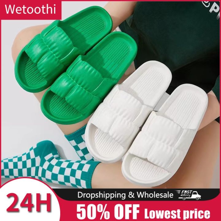 Women Summer Soft Cloud Slippers Korean Eva Anti Slip Slippers For Home Flip Flops Summer Beach Thick Platform Shoes Sandals