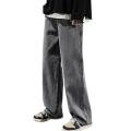 Trendy Men Jeans Soft Men Pants Drawstring Daily Wear Pure Color Men Jeans.