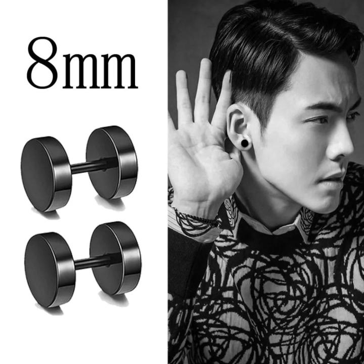 Black Metal Earring For Men -1 pcs