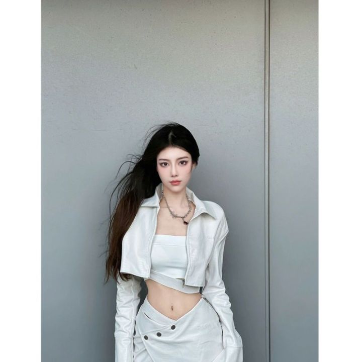 Stylish%20Temperament%20Long%20Sleeves%20Coat%20High%20Waist%20Slimming%20Half%20Body%20Short%20Skirt2023Spring%20New%20Korean%20Style%20Two-Piece%20Women's%20Clothing%20-%20Image%208