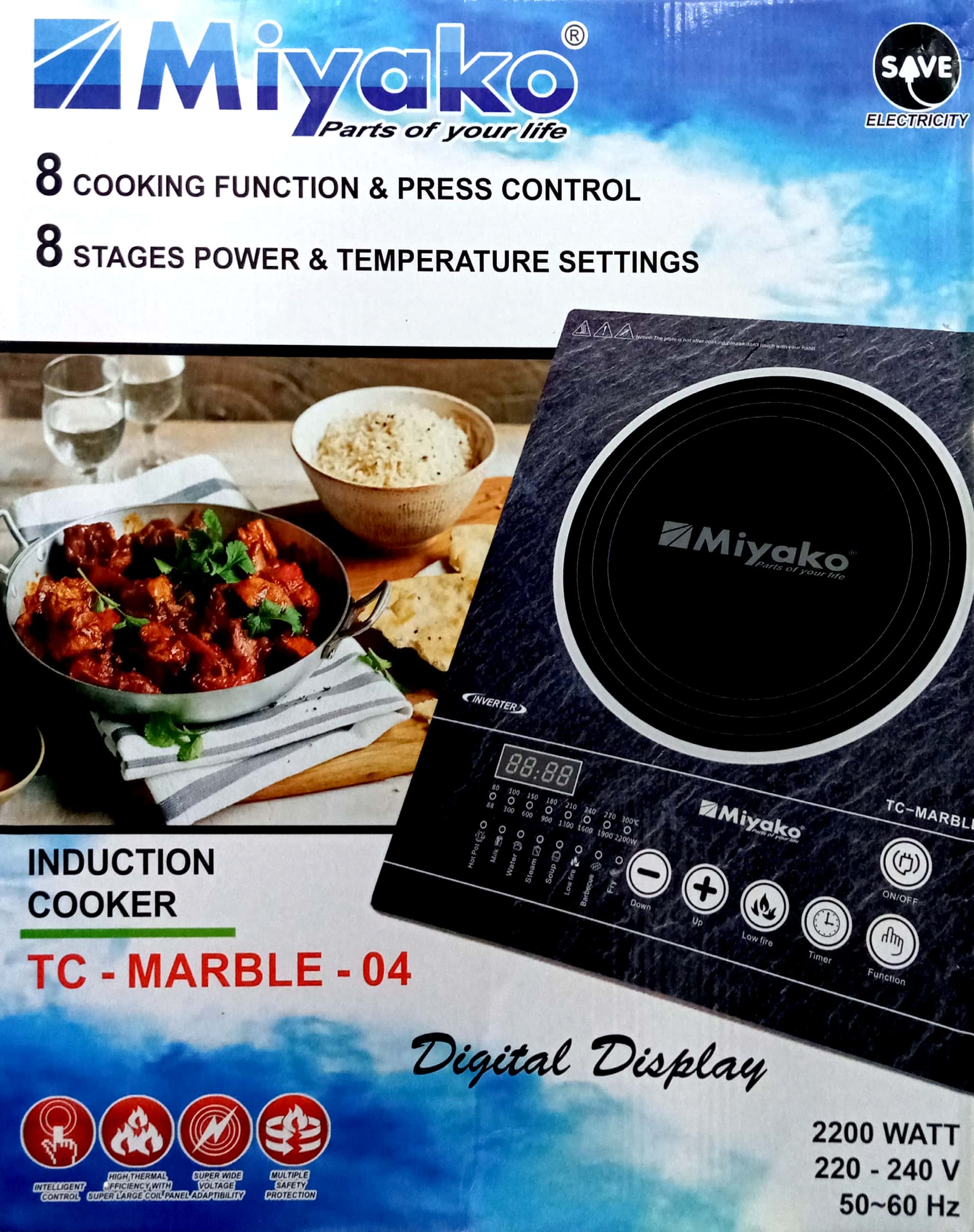 Miyako Induction Cooker TC-MARBLE04 (INVERTER) FREE COOKING POT