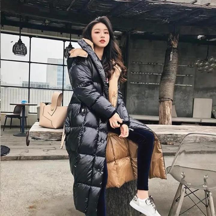 High Quality Women X-long Oversize Black Down Jackets Thick