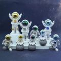 3Pc Astronaut Decor Action Figures and Moon Home Decor Resin Astronaut Statue Room Office Desktop Decoration Presents Boy Gift. 