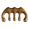 Gold wire natural green sandalwood comb head five teeth round ball meridian comb scalp neck sandalwood massage comb.