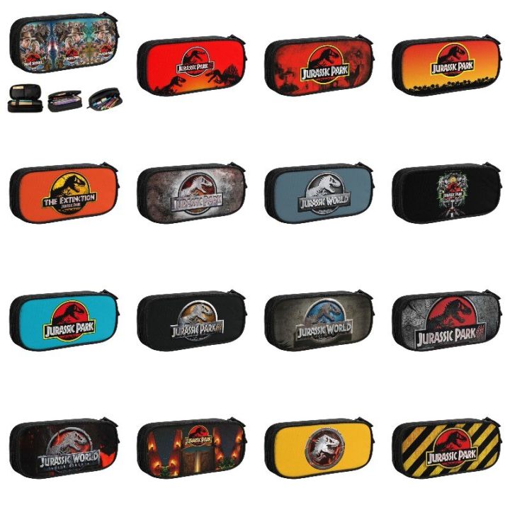 Jurassic Park Korean Pencil Case Girls Boys Big Capacity Dinosaur World Pencil Pouch Students Stationery