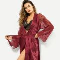 Wedding Dressing Gown Women Long Satin Bride Robes Lace Silk Kimono Bathrobe Bridesmaid Nightwear See Through Sleepwear.