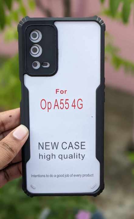 For Oppo A55 4G Shockproof Transparent Pc Tpu Bumper Military Grade Rugged Case