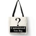 Personal Customize Women Tote Bag Linen Canvas Bag With Print Logo Custom Your Pictures Shopping Bags DIY Hand Shoulder Bags.