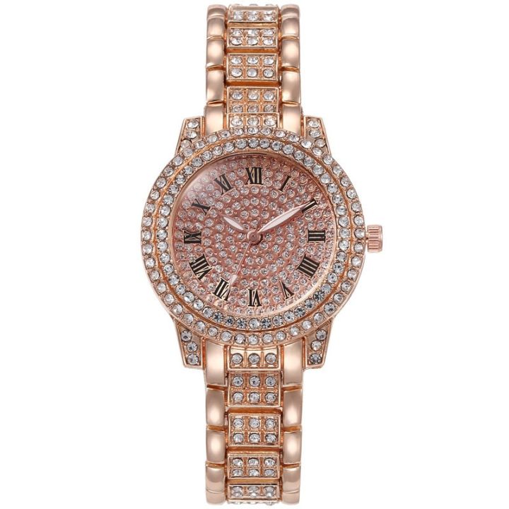 Diamond-encrusted Ladies Quartz Watches Steel Bracelet Personality Fashion Wristwatch Women's Jewelry Watch