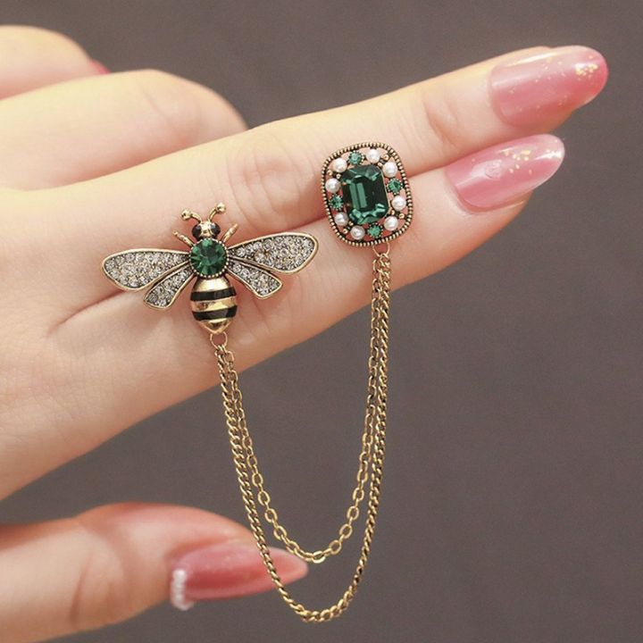Retro%20bee%20chain%20brooch%20insect%20oil%20drop%20rhinestone%20brooch%20set%20chain%20clothing%20accessories%20female%20pin%20-%20Image%207