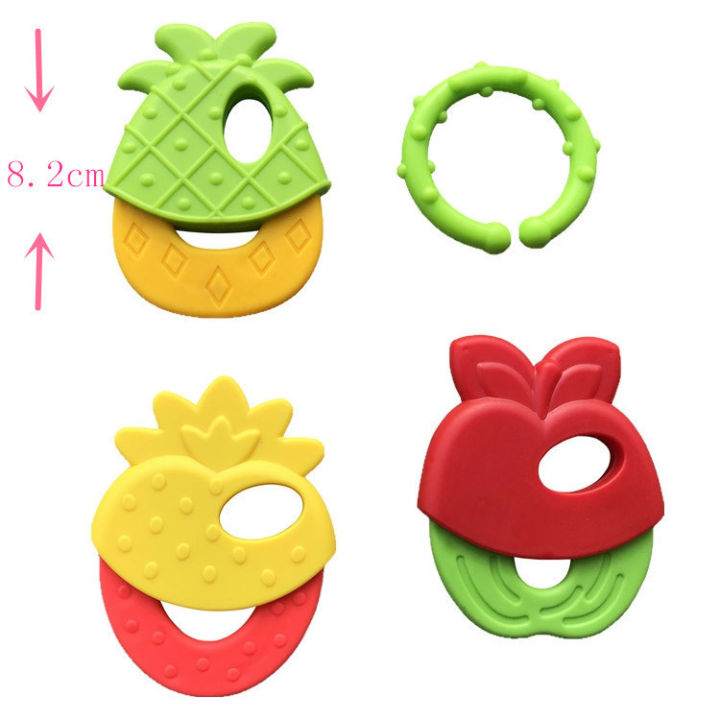 3pcs set Baby Pineapple Teeth Gel Bright Color Fruit Silicone head Teether CN