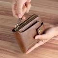 Vintage Small Men's Wallet Pu Leather Short Purse Men Hasp Zipper Clutch Solid Card Holder Money Bag Wallet Male Pocket.
