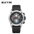 EXTRI Watches for Men Blue Case Rubber Fashion High Quality Multifunction Six Pointer Quartz Relojes New Design With Box.