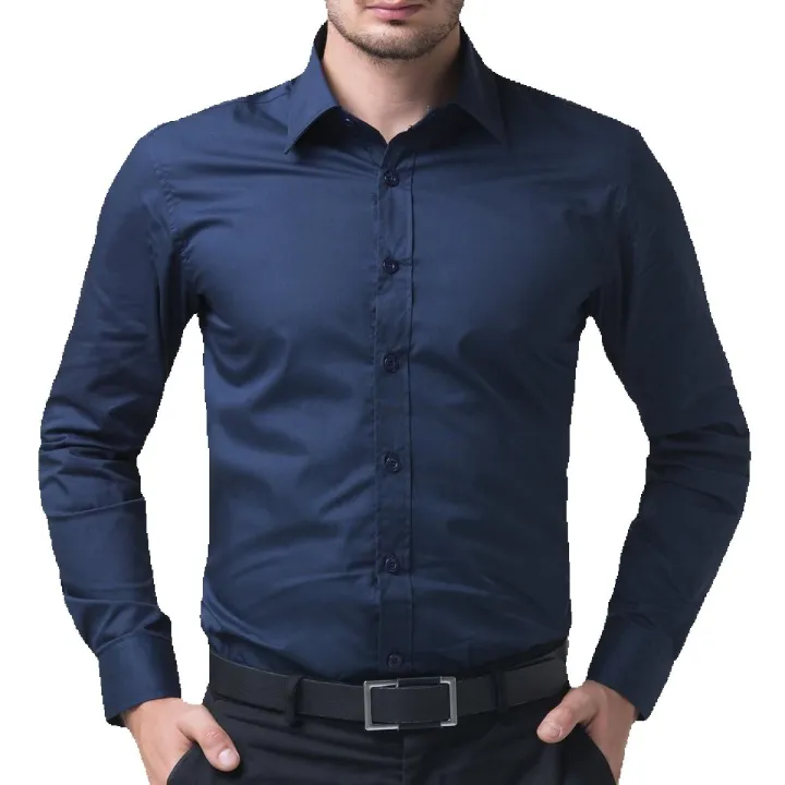 Men's%20full%20sleeve%20Formal%20Navy%20Blue%20Shirt%20-%20Image%203
