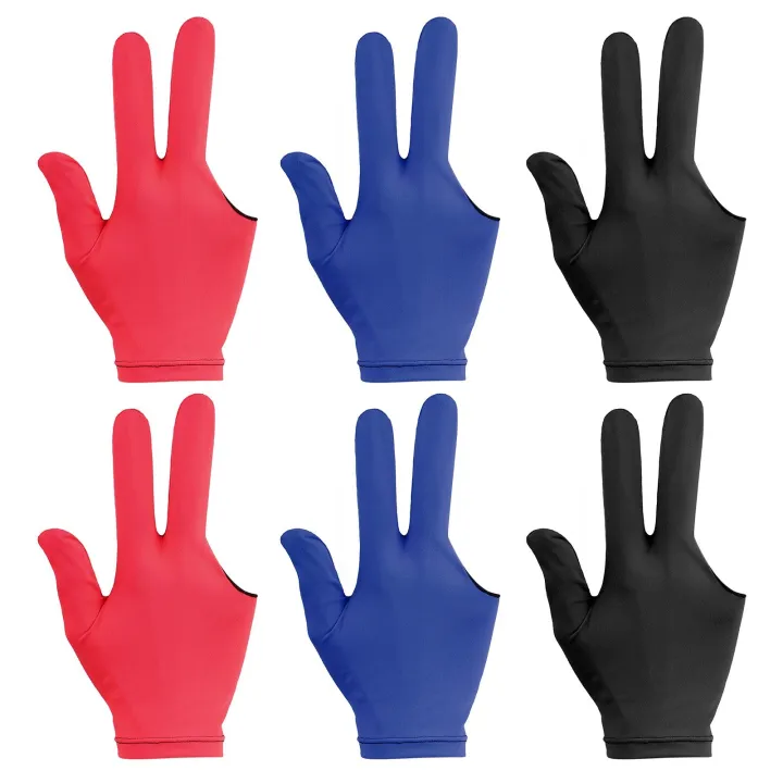 3pcs/6pcs 3-finger Cue Gloves Elastic Open Pool Gloves for Left Hands and Right Hands