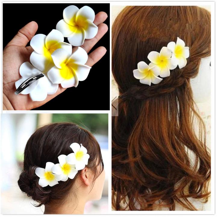 12 Stück Hawaii-Blumen Haarclips – Bunte Plumeria Für Strand-Partys & Hochzeitsdeko