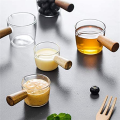 8PCS Transparent Glass Creamer with Wooden Handle, Mini Coffee Milk Creamer Pitcher. 50Ml. 