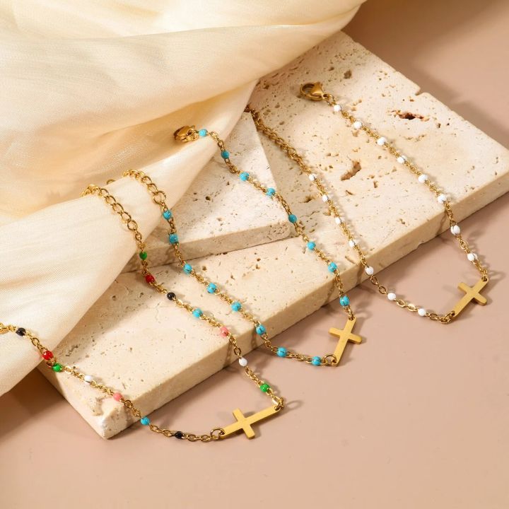 Religious%20Stainless%20Steel%20Cross%20Charms%20Bracelets%20Women%20Girls%20Gold%20Color%20Metal%20Link%20Chains%20Party%20Club%20Jewelry%20Gifts,18cm%20Long%20-%20Image%204