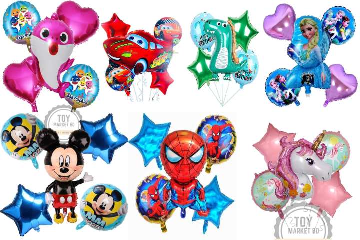 Happy Birthday Theme Foil Balloon 5 pc Combo