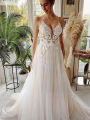 Sheer Illusion Beach Wedding Dresses 2023 Long Tulle Lace Sexy Bridal Gown A-Line Pluging V-Neck Vestido de Noiva. 