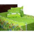 Multicolor cotton Fabric Print 7,5 by 8,5 Feet Double King Size Bedsheet Set with Two Pillow Covers.