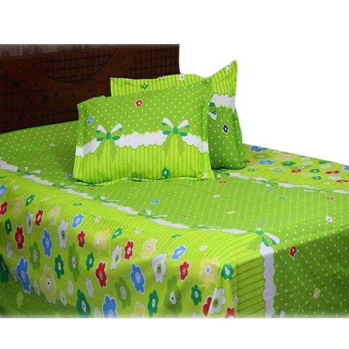 Multicolor cotton Fabric Print 7,5 by 8,5 Feet Double King Size Bedsheet Set with Two Pillow Covers