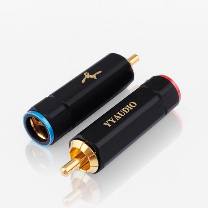 YYTCG Pure Copper Gold Plated RCA Plug Self Locking Audio Connector
