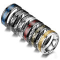 Wholesale Man Ring Carbon Fiber Black Dragon Inlay Comfort Fit Stainless steel Rings for Men Wedding Band Ring. 