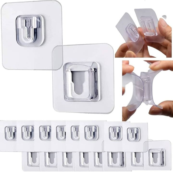 Double-Sided Hooks Strongly Self-Adhesive Heavy Duty Wall Hook Multi-Purpose Reusable Transparent Hanging Waterproof Hooks