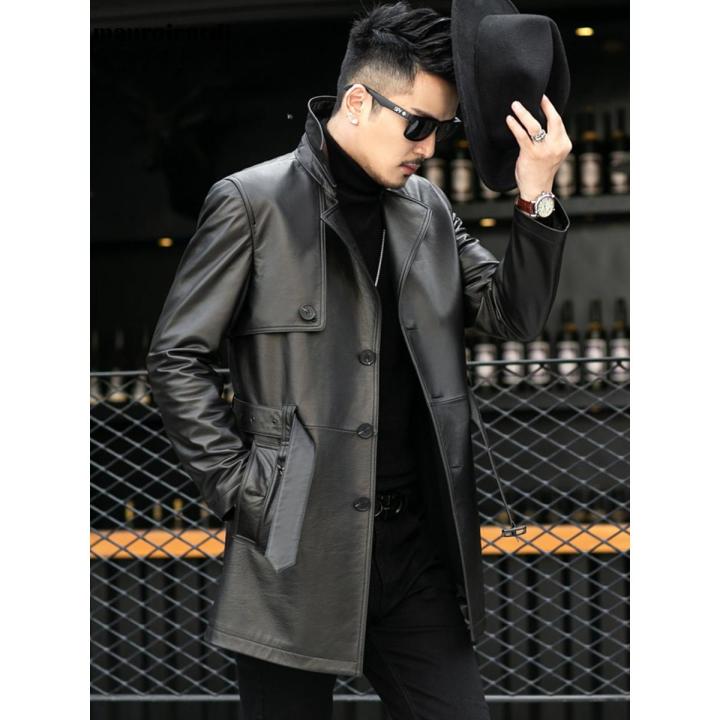 Outfit Mens Spring Coats 2021 Mauroicardi Autumn Black Leather