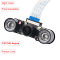 Raspberry Pi 4 Night Vision Fisheye Camera 5MP OV5647 130 Degree Focal Adjustable Camera. 