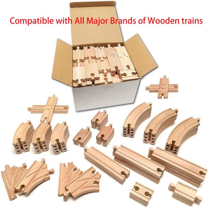 【The road to happiness Store】Wooden Accessories Train Railway Compatible with Trains Wood Tracks Railway with All Brands Trains Dropshipping