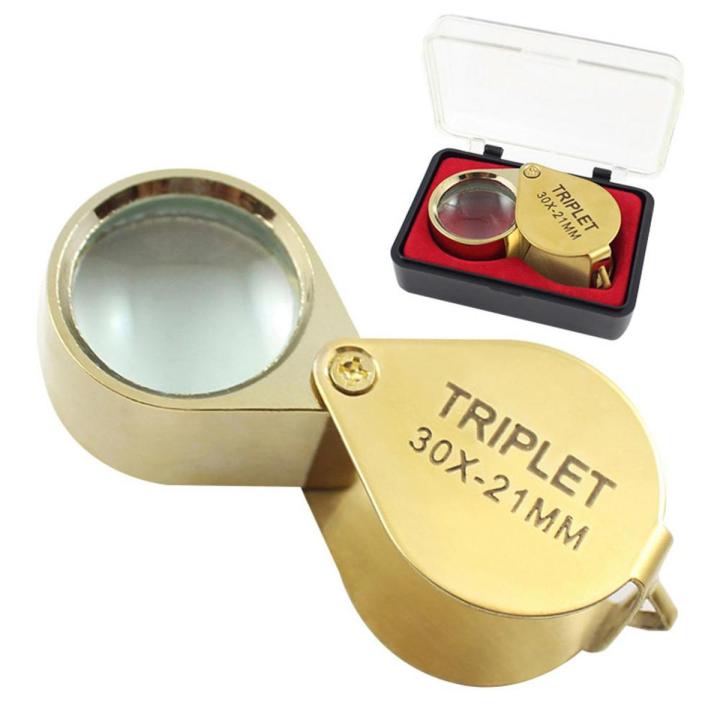 Folding Jewllery Loupe Portable Magnifying Glass Pocket Size Lovely Jewllery Magnifier Glasses Magnification Metal Gold 30*21 Mm