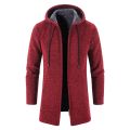 New Men's Autumn/winter Long Coat Grab Cashmere Sweater Thick Warm Hooded Jumper Cardigan Fashion Solid Color Jacket. 