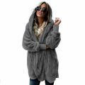 Autumn Winter Double Fleece Cardigan Jacket Women Solid Color Long Sleeve Plush Warm Hooded Lady Jacket Oversized Outerwear Coat. 
