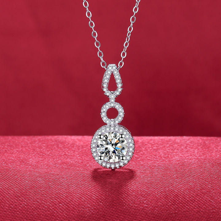 Douyin Kuaishou live broadcast imitation moissanite concentric knot gourd necklace women's fashion Baita light luxury Baita clavicle chain