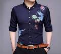 Blue Cotton Long Sleeve Shirt for Men.